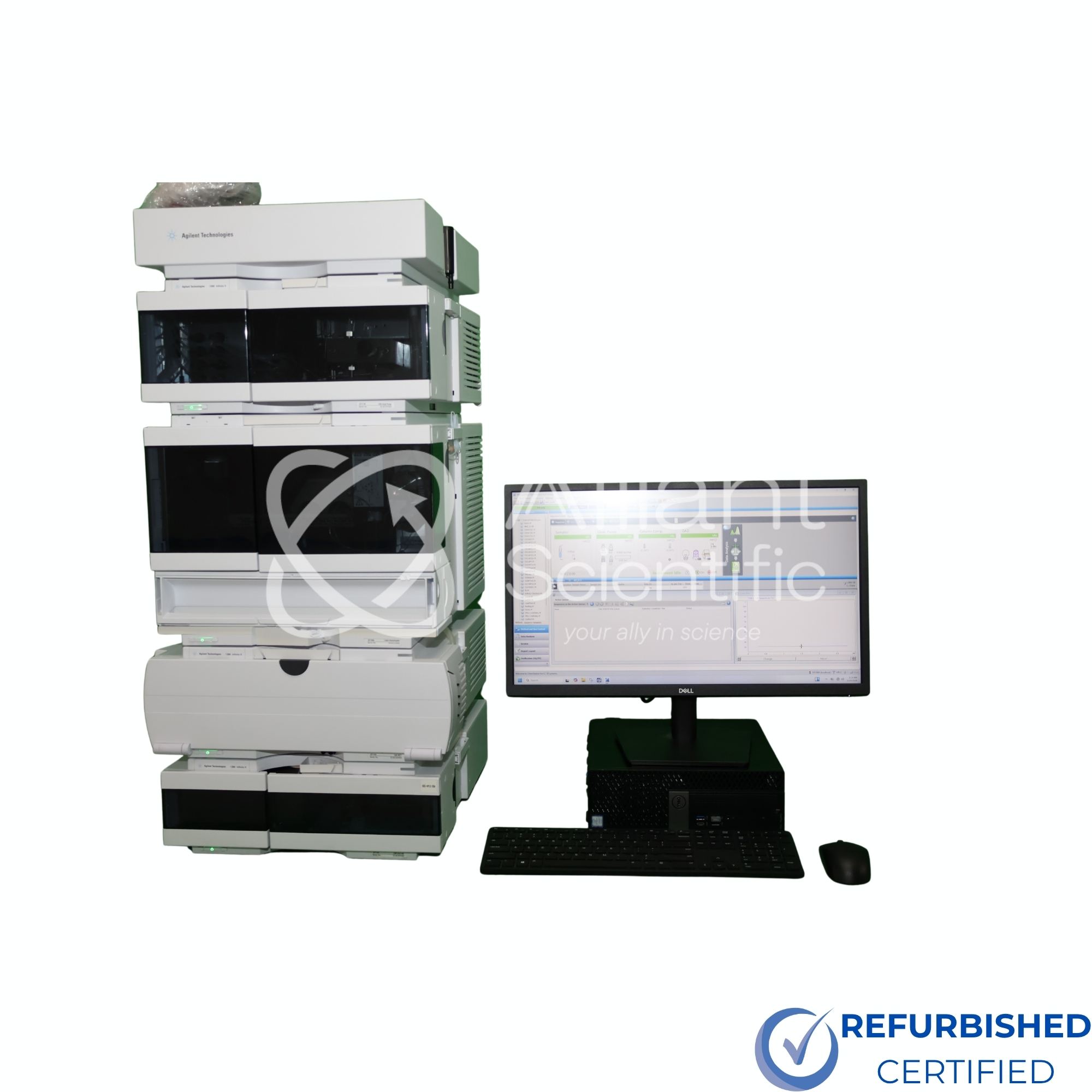 Agilent 1260 Infinity II HPLC system with quaternary pump and diode array detector, refurbished