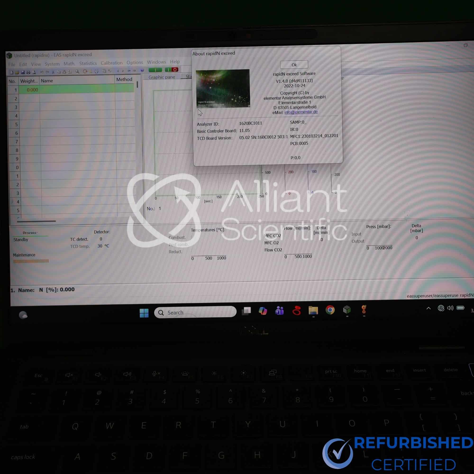 Elementar rapid N exceed Nitrogen and Protein Analyzer Software